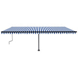 Vidaxl luifel distanziert sich manuell erstreckt sich 600x350 cm blau und weiß