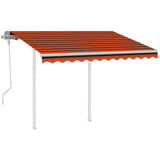 Vidaxl luifel mit den Posts 3x2,5 M orange und braun manuell ausziehbar