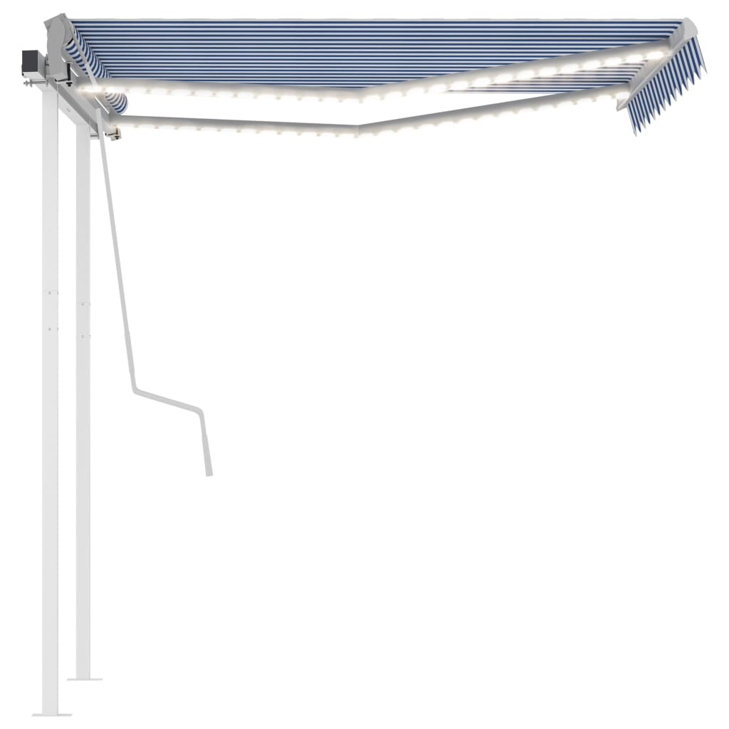 Vidaxl Luifel manuell ausziehbar mit LED 3x2,5 m blau und weiß