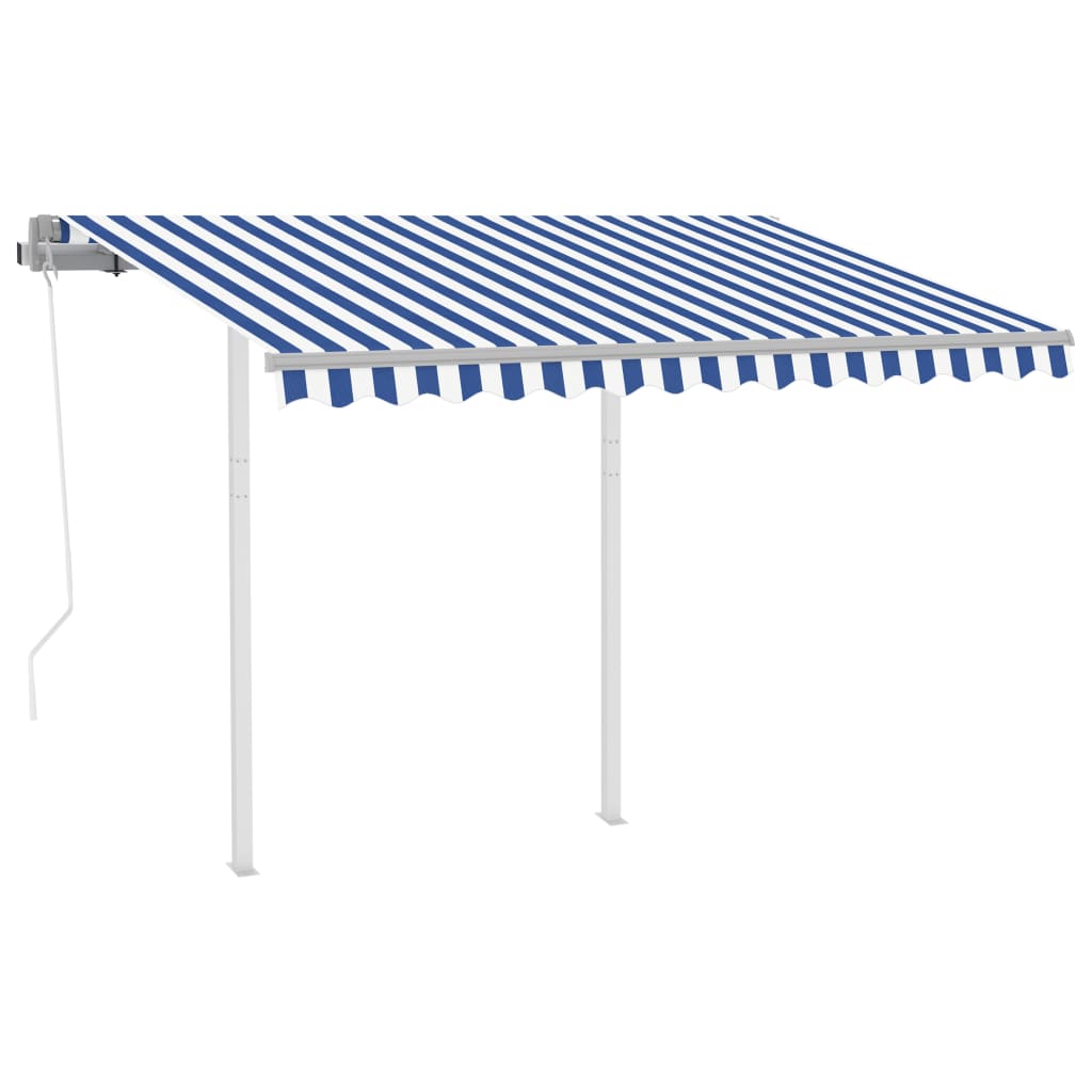Vidaxl Luifel exponierbar mit Posts 3x2,5 m blau und weiß