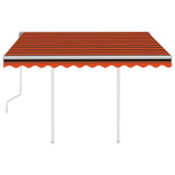 Vidaxl luifel mit den Posts 3.5x2,5 M orange und braun manuell ausziehbar