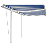 Vidaxl luifel manuell ausziehbar mit LED 3,5x2,5 m blau und weiß