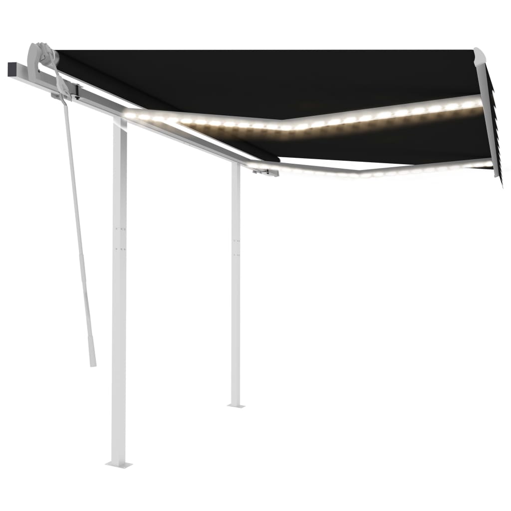 Vidaxl luifel manuell ausziehbar mit LED 3,5x2,5 M Anthrazit -Colored