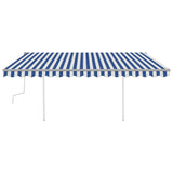 Vidaxl Luifel manuell ausziehbar mit LED 4x3 m blau und weiß