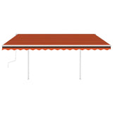 Vidaxl Luifel mit LED 4x3 M orange und braun manuell ausziehbar