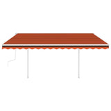 Vidaxl Luifel manuell ausziehbar mit LED 4,5x3 M orange und braun