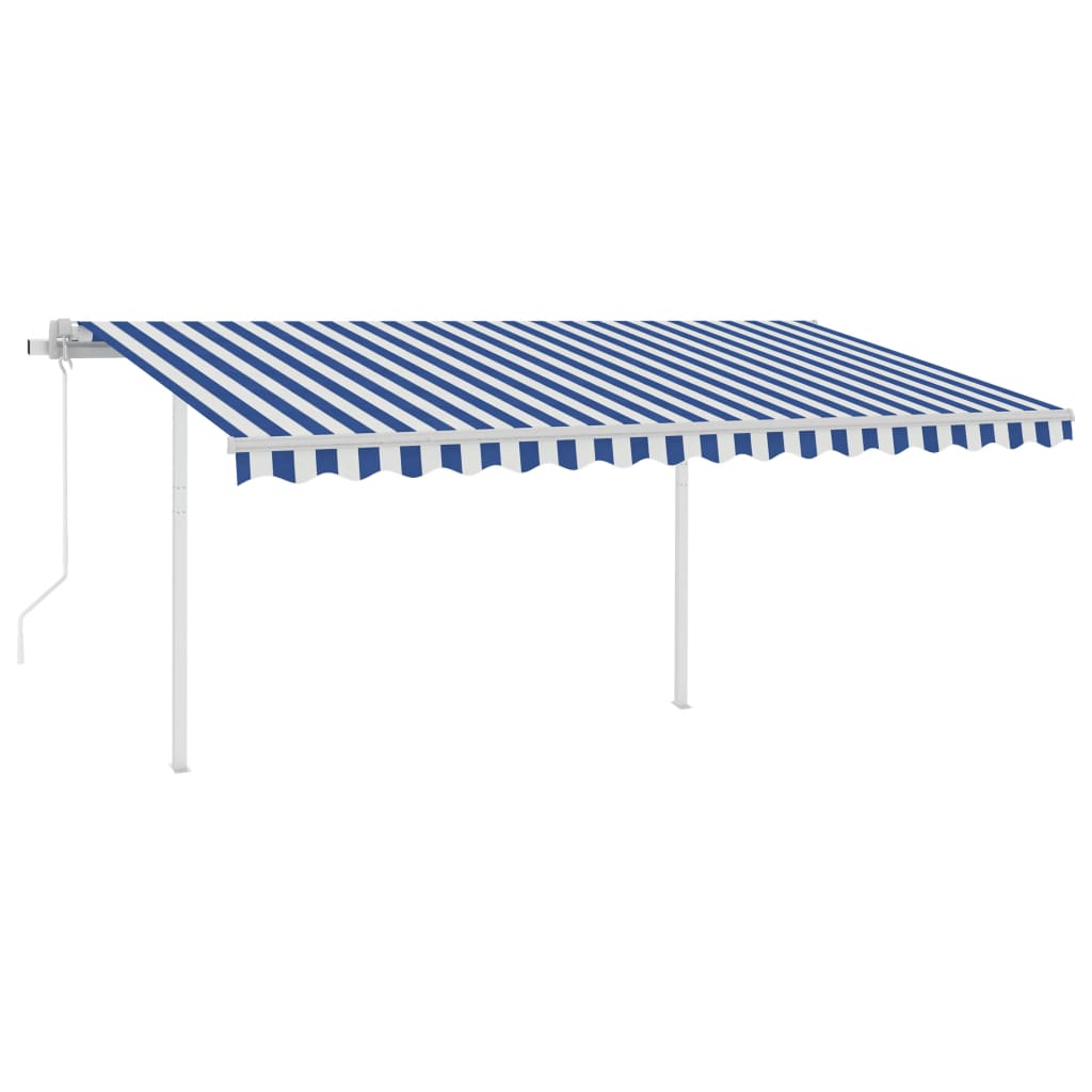 Vidaxl Luifel exponierbar mit Posts 4,5x3 m blau und weiß