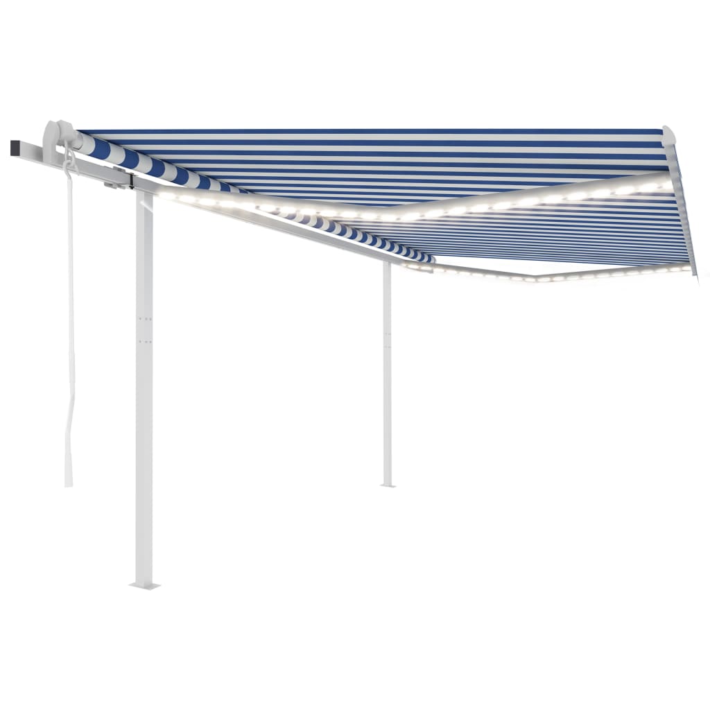 Vidaxl Luifel Automatik mit LED- und Windsensor 4,5x3 m blau und weiß