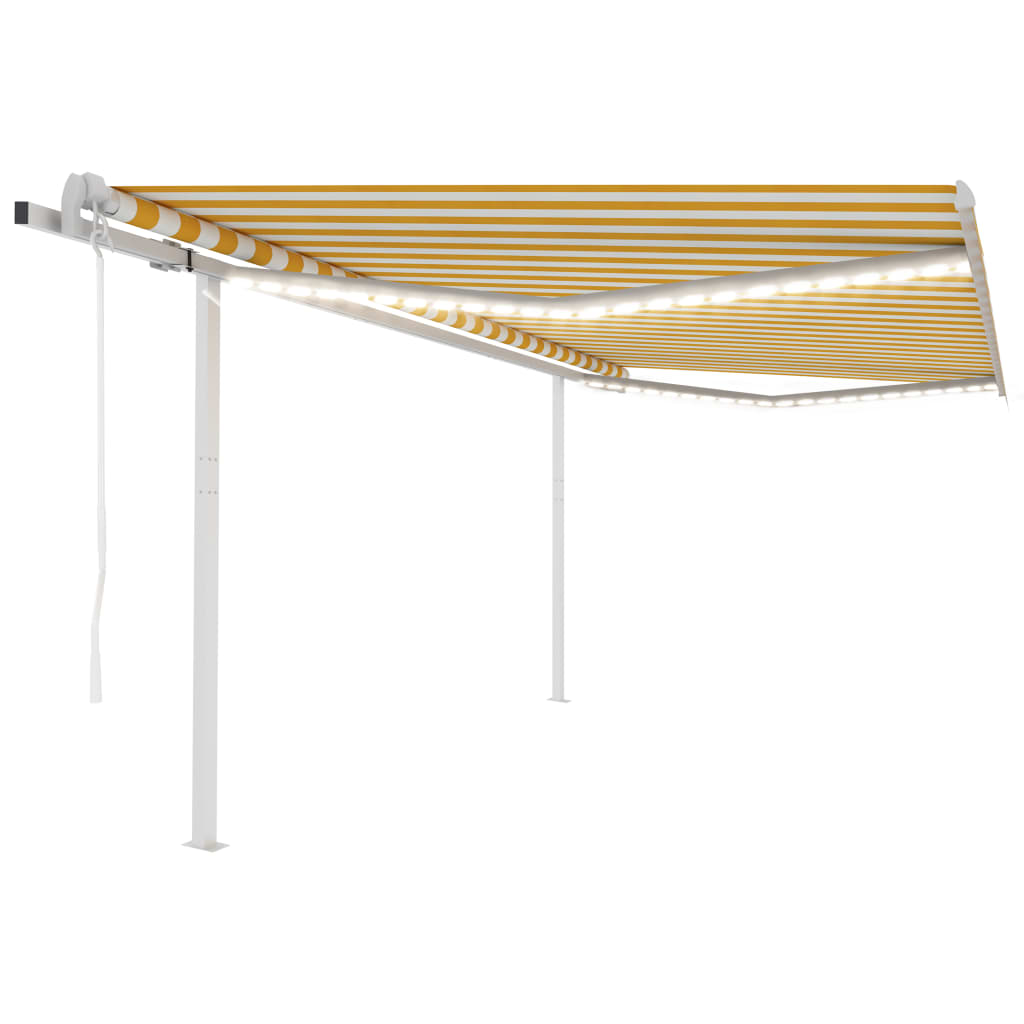 Vidaxl Luifel Automatik mit LED- und Windsensor 4,5x3 m gelb und weiß