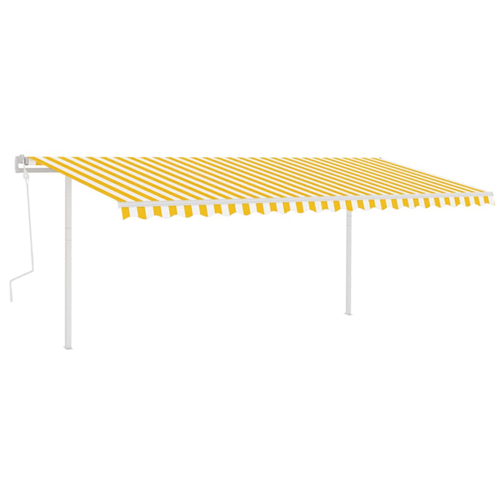 Vidaxl luifel manuell ausziehbar mit LED 5x3 m gelb und weiß