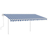 Vidaxl luifel manuell ausziehbar mit Posts 4x3,5 m blau und weiß