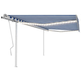 Vidaxl Luifel manuell ausziehbar mit LED 4x3,5 m blau und weiß