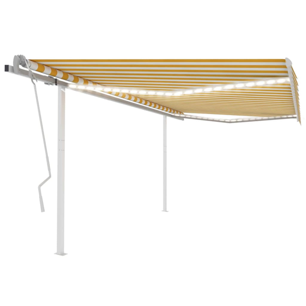 Vidaxl Luifel manuell ausziehbar mit LED 4x3,5 m gelb und weiß