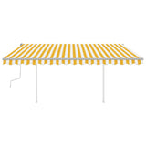 Vidaxl luifel manuell ausziehbar mit LED 4,5x3,5 m gelb und weiß