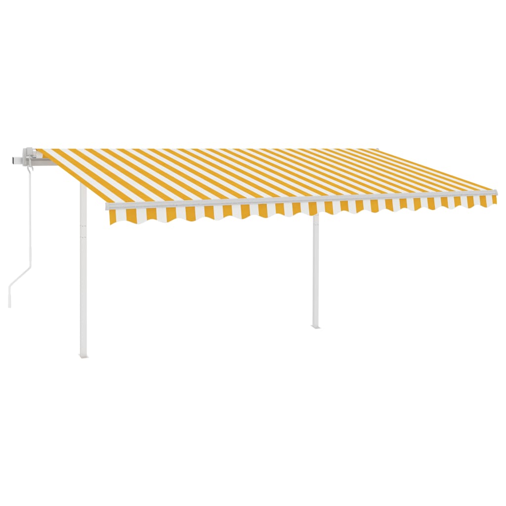 Vidaxl Luifel Automatik mit LED- und Windsensor 4,5 x 3,5 m gelb und weiß