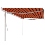 Vidaxl Luifel mit den Posts 5x3,5 M orange und braun manuell ausziehbar