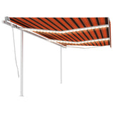 Vidaxl luifel mit den Posts 6x3,5 m orange und braun manuell ausziehbar