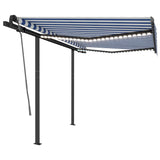 Vidaxl luifel manuell ausziehbar mit LED 3,5x2,5 m blau und weiß