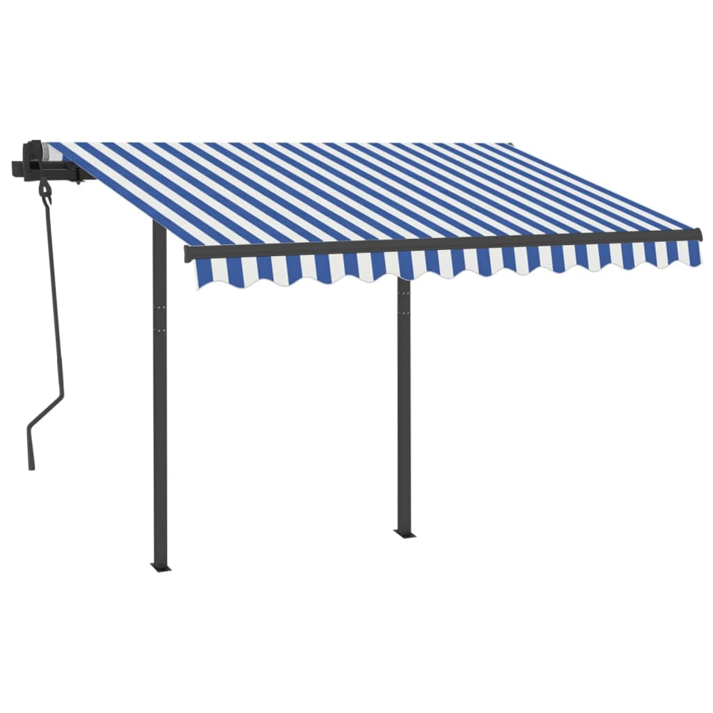 Vidaxl Luifel Automatik mit LED- und Windsensor 3.5x2,5 m blau und weiß