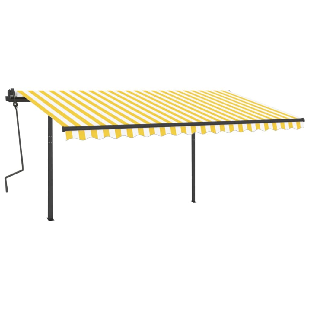 VidaXL Markise manuell ausziehbar mit Pfosten 4x3 m gelb und weiß