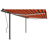 VidaXL Markise manuell ausziehbar mit LED 4x3 m Orange und Braun