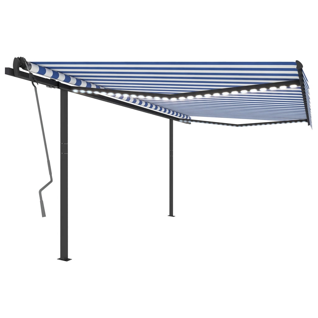 VidaXL Markise Automatik mit LED und Windsensor 4x3 m Blau und Weiß