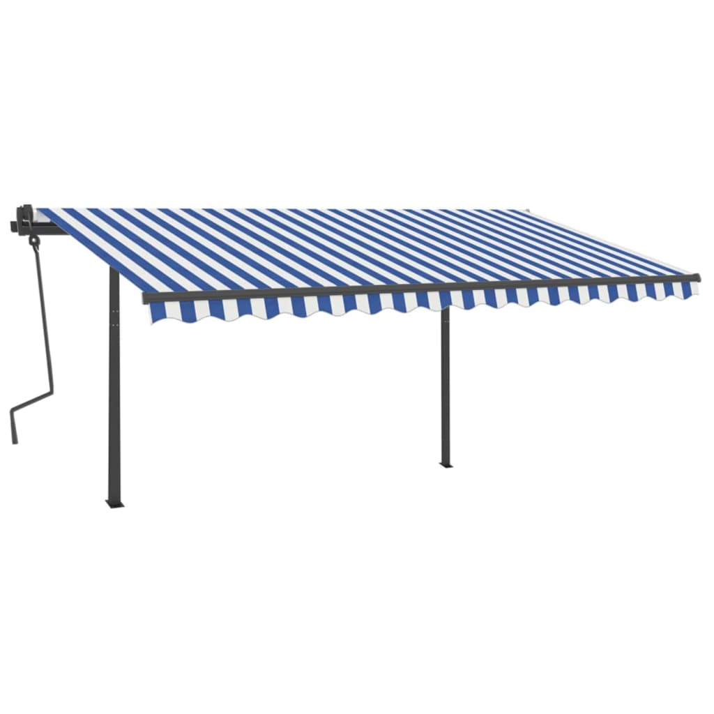 VidaXL Markise Automatik mit LED und Windsensor 4x3 m Blau und Weiß
