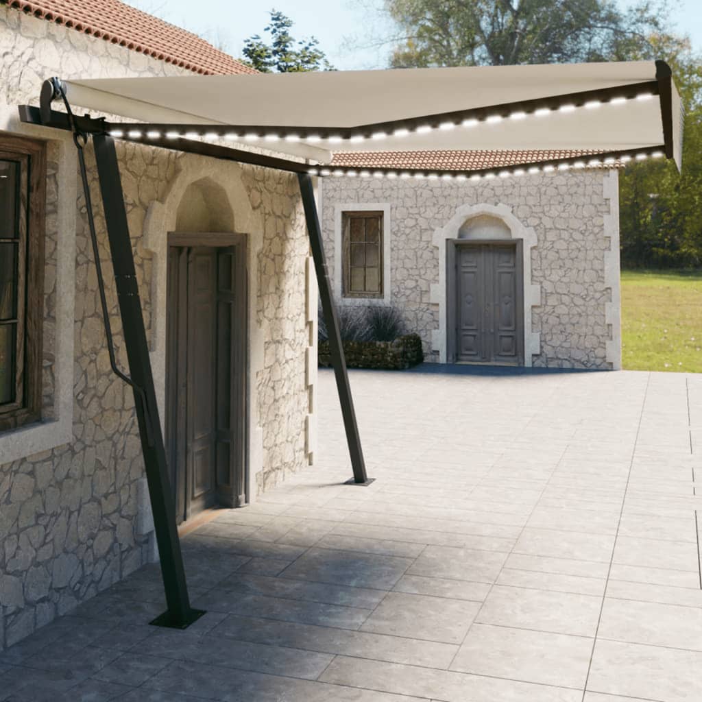 VidaXL Markisenautomatik mit LED und Windsensor 4x3 m cremefarben