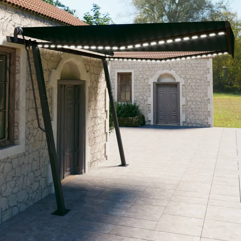 VidaXL Markise Automatik mit LED und Windsensor 4x3 m Anthrazit