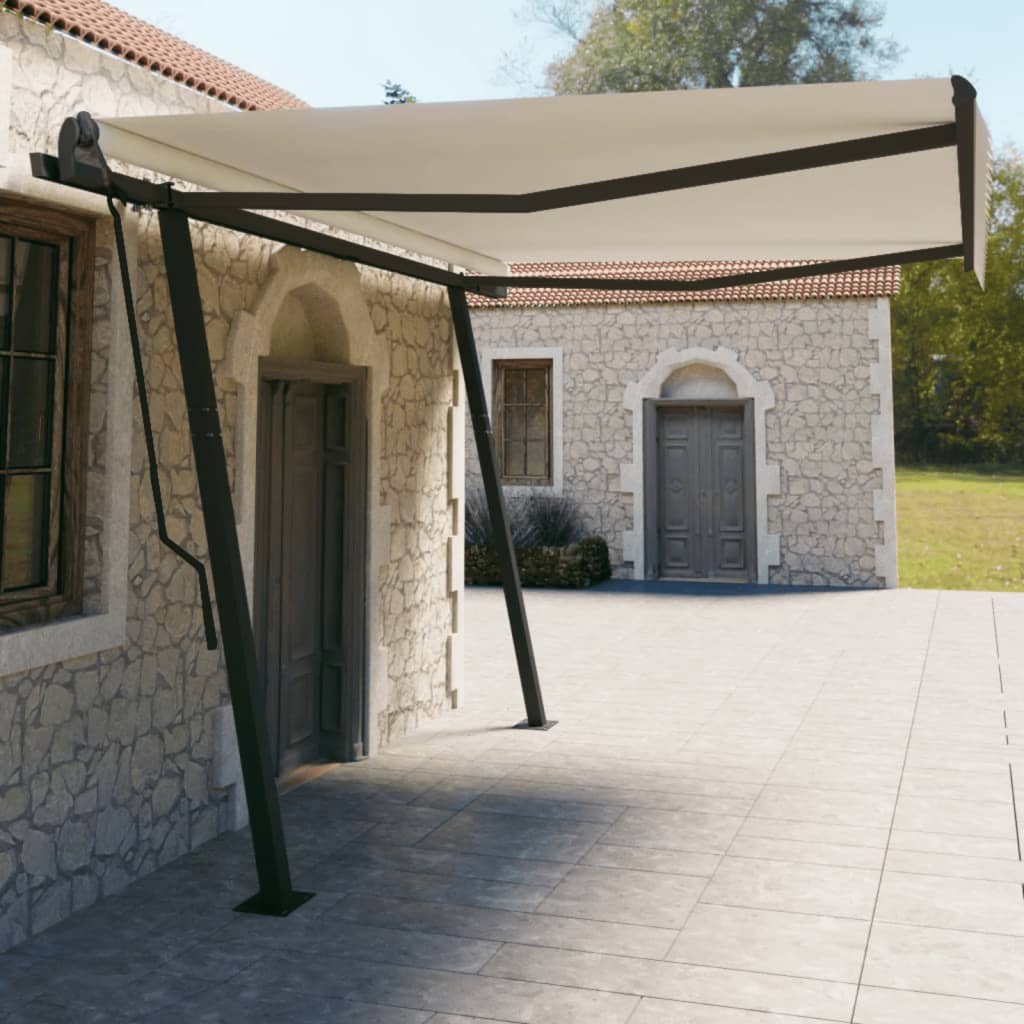 VidaXL Markise automatisch ausziehbar mit Stangen 4,5x3 m cremefarben