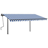 VidaXL Markise Automatik mit LED und Windsensor 4,5x3 m Blau und Weiß