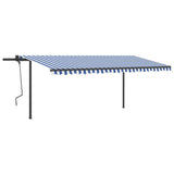 VidaXL Markise manuell ausziehbar mit Pfosten 5x3 m blau und weiß