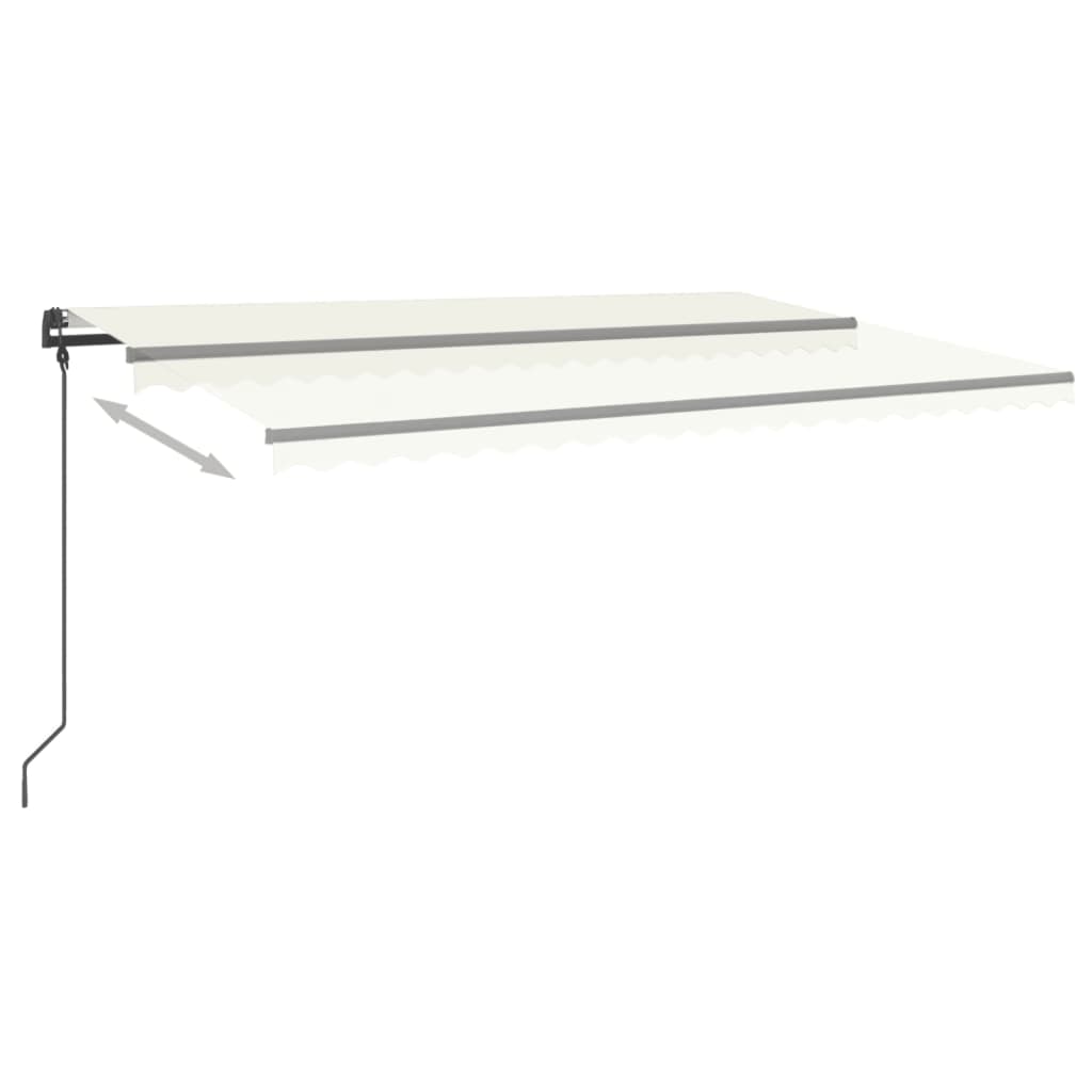 VidaXL Manuell ausziehbare Markise mit Stangen 5x3 m cremefarben