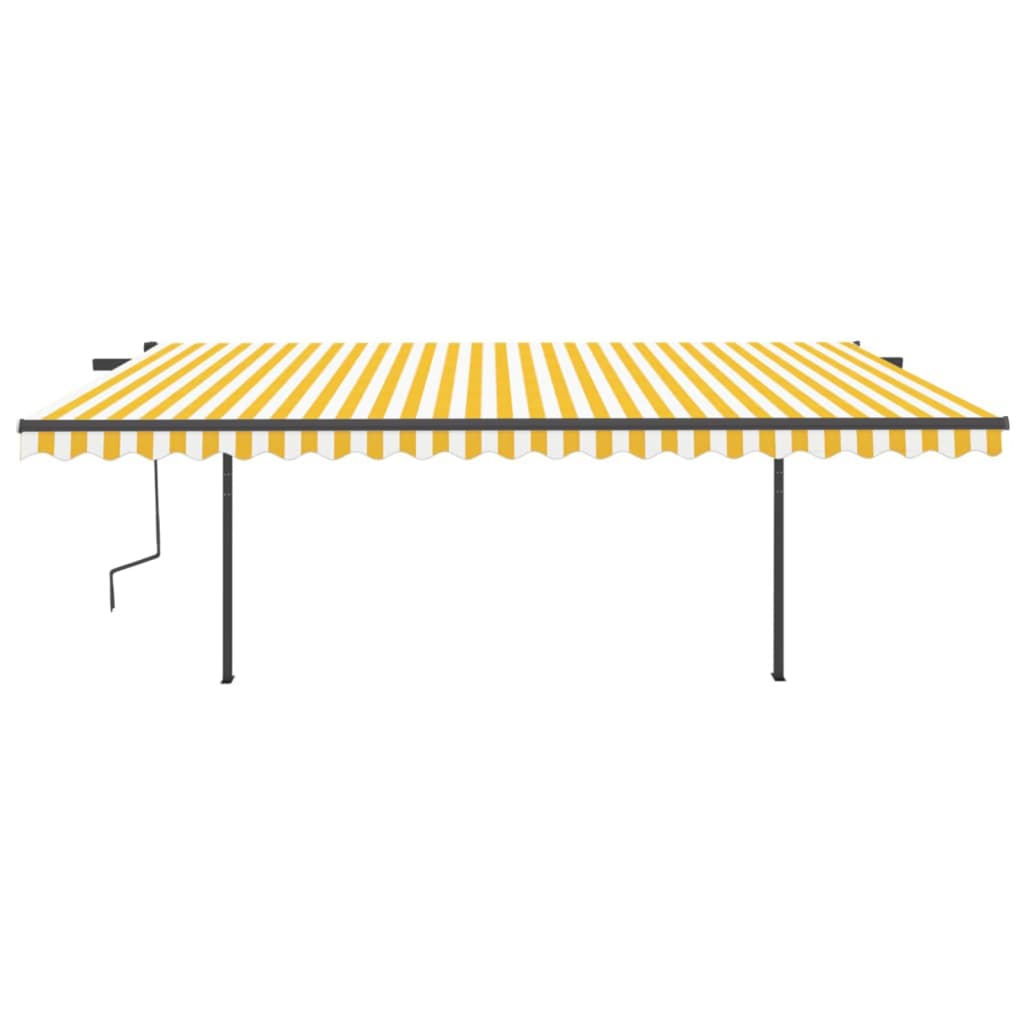 VidaXL Markise manuell ausziehbar mit LED 5x3 m Gelb und Weiß