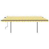 VidaXL Markise manuell ausziehbar mit LED 5x3 m Gelb und Weiß
