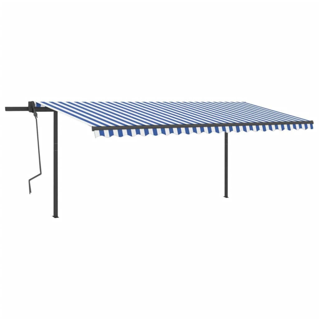 VidaXL Markise automatisch ausziehbar mit Pfosten 5x3 m blau und weiß