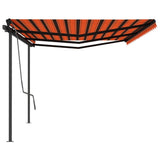 Vidaxl luifel manuell ausziehbar mit den Pfosten 6x3 m orange und braun