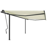 VidaXL Manuell ausziehbare Markise mit Stangen 4x3,5 m cremefarben