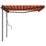 VidaXL Markise manuell ausziehbar mit Pfosten 4x3,5 m Orange und Braun
