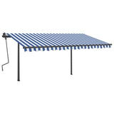 VidaXL Markise manuell ausziehbar mit LED 4x3,5 m Blau und Weiß