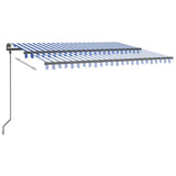 VidaXL Markise manuell ausziehbar mit LED 4x3,5 m Blau und Weiß