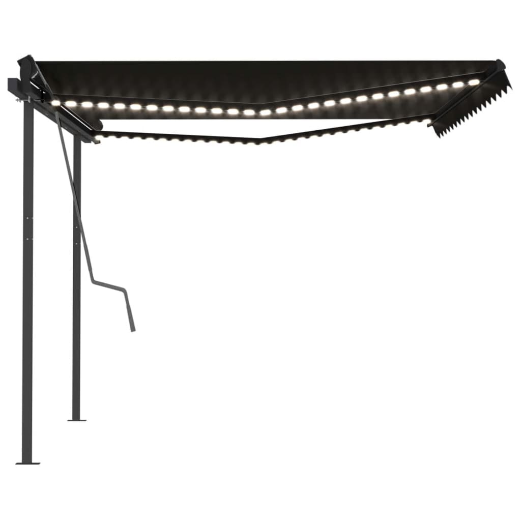 VidaXL Manuell ausziehbare Markise mit LED 4x3,5 m Anthrazit