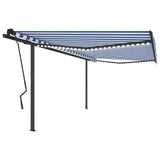 VidaXL Markise manuell ausziehbar mit LED 4,5x3,5 m blau und weiß