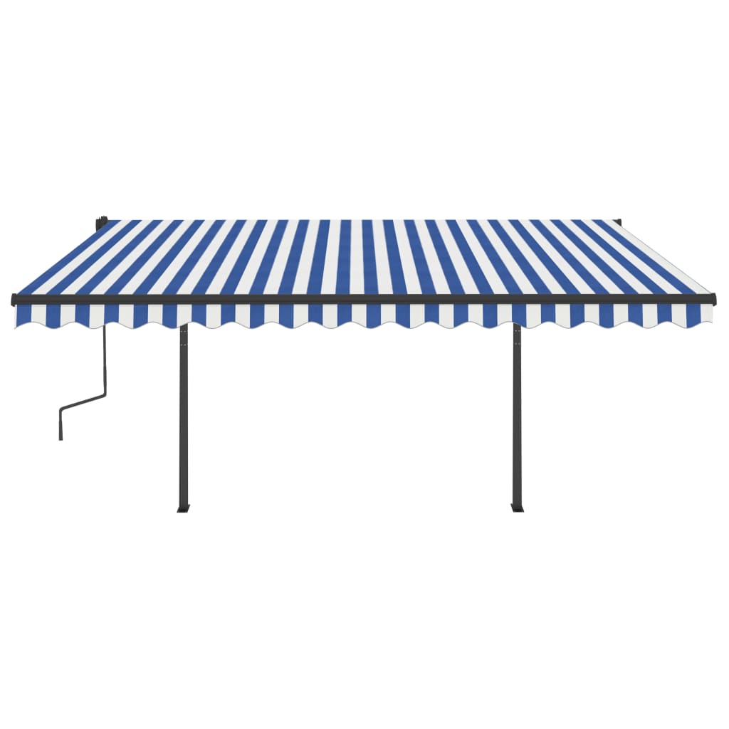 VidaXL Markise manuell ausziehbar mit LED 4,5x3,5 m blau und weiß
