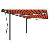 VidaXL Markise manuell ausziehbar mit LED 4,5x3,5 m Orange und Braun