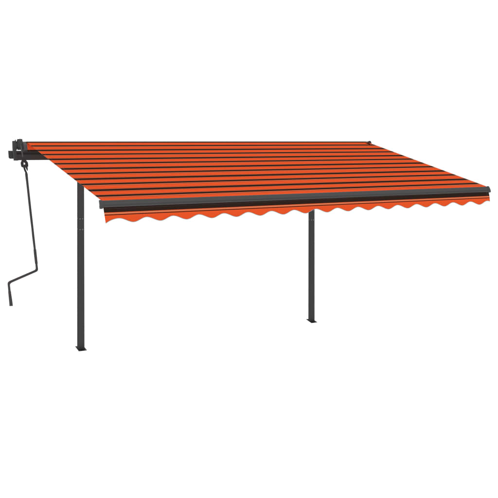 VidaXL Markise manuell ausziehbar mit LED 4,5x3,5 m Orange und Braun