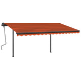 VidaXL Markise manuell ausziehbar mit LED 4,5x3,5 m Orange und Braun