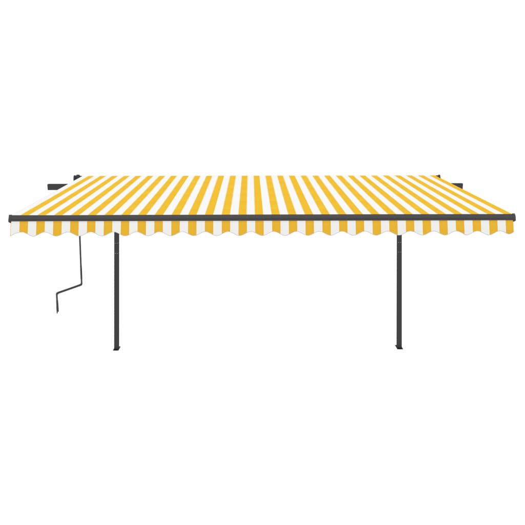 VidaXL Markise manuell ausziehbar mit Pfosten 5x3,5 m gelb und weiß