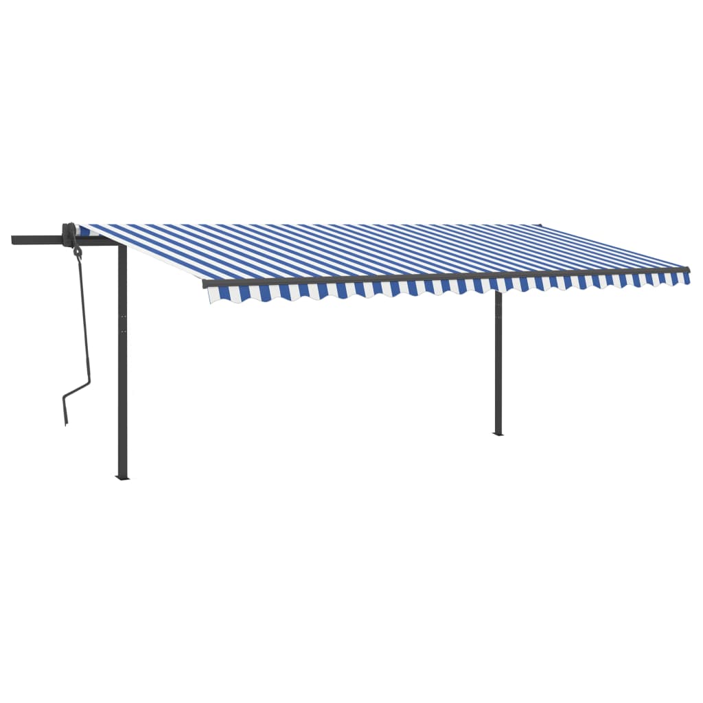 VidaXL Markise manuell ausziehbar mit LED 5x3,5 m Blau und Weiß