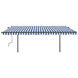 VidaXL Markise manuell ausziehbar mit LED 5x3,5 m Blau und Weiß